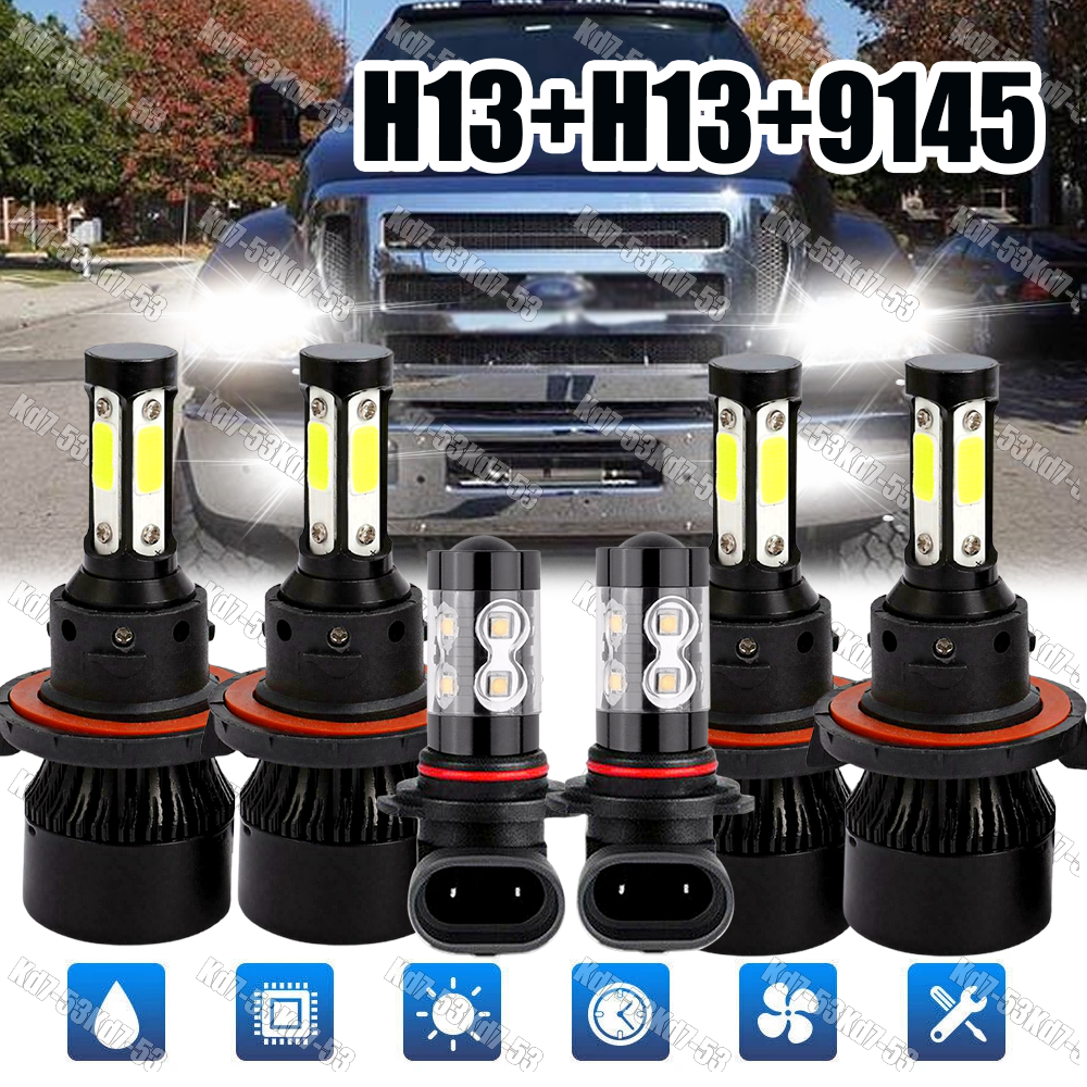 For Ford F250 F350 F450 2005-2019 - 6x 6000K White LED Headlight Fog Light Bulbs