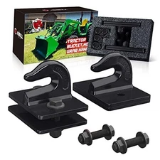 2 Pack 3/8" Tractor Bucket Grab Hook Grade 70 Forged Steel Bolt On Grab Black