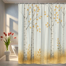 Autumn Birch Trees Shower Curtain - Waterproof Fabric for Bathroom