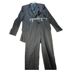 Ermenegildo Zegna Suit Coat Blazer Pants Set 42R Mens 34x31 Black 100% Wool