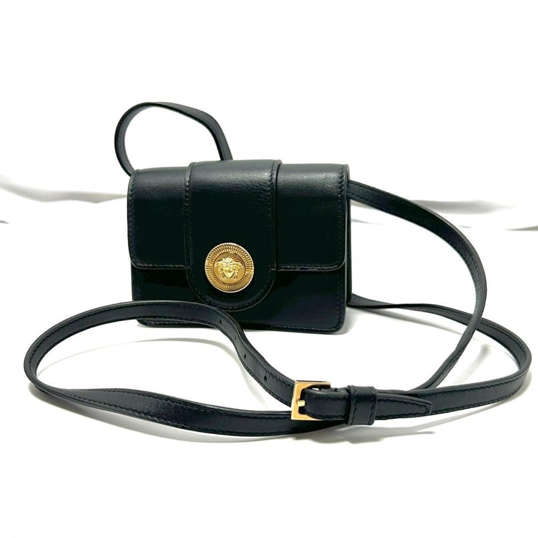 Versace Medusa Biggie Mini Bag Black Leather Shoulder Crossbody Used thumbnail 4
