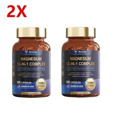 2X Magnesium 12-in-1 Complex Capsules 700mg Dietary Supplement 120 Capsules 0.14 per thousand milligrams