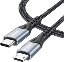 FEMORO USB C to Micro Cable 3Ft, MicroUSB Type C 3 Feet, Grey