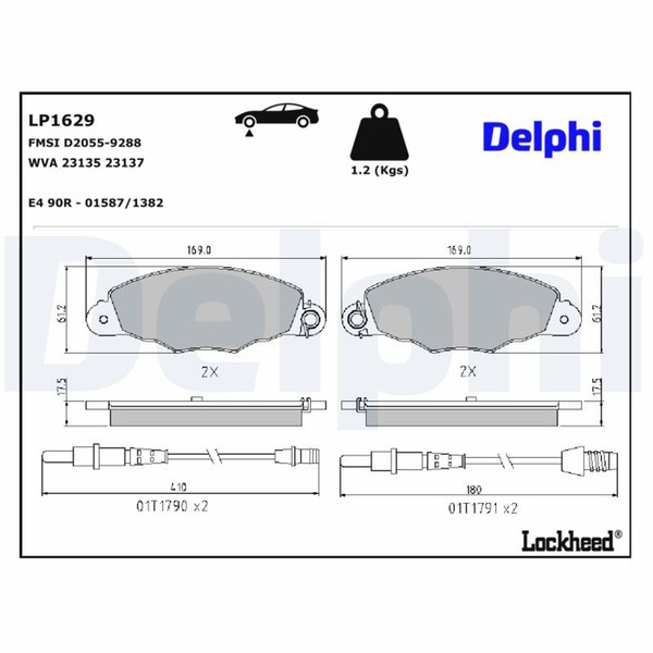 Delphi Bremsbelagsatz Scheibenbremse LP1629 FüR Xantia CitroËN Y4 XM Break Turbo-image