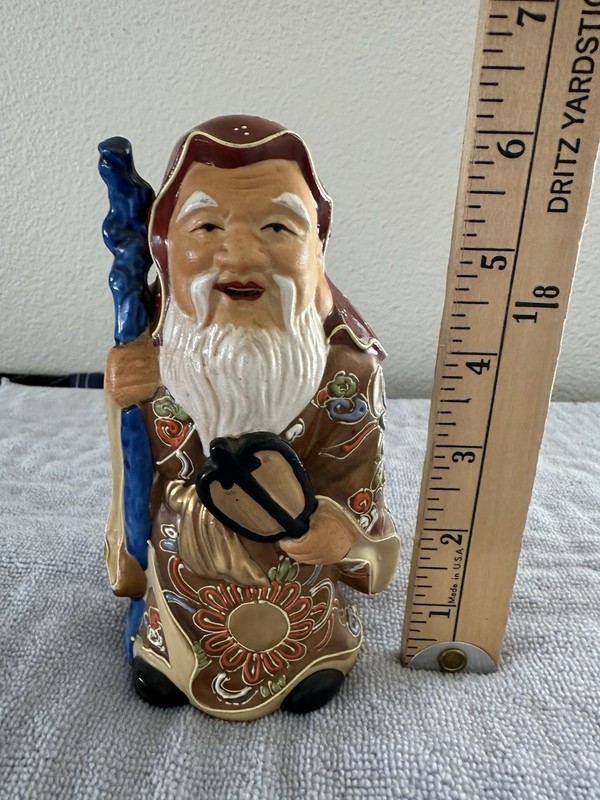 Vintage Kutani Japanese Porcelainware. Statue of Fukurokuju - God of Elderly