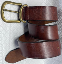 Brown Leather Belt Medium Brass Buckle 35" Belt