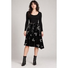 Whimsigoth Black Crushed Velvet Butterfly Skirt Asymmetrical Goth Dark Fairy S
