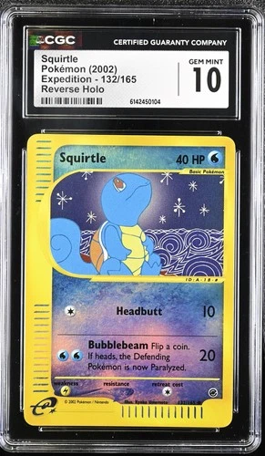 CGC 10 GEM MINT Squirtle 132/165 Expedition Reverse Holo Pokemon Card