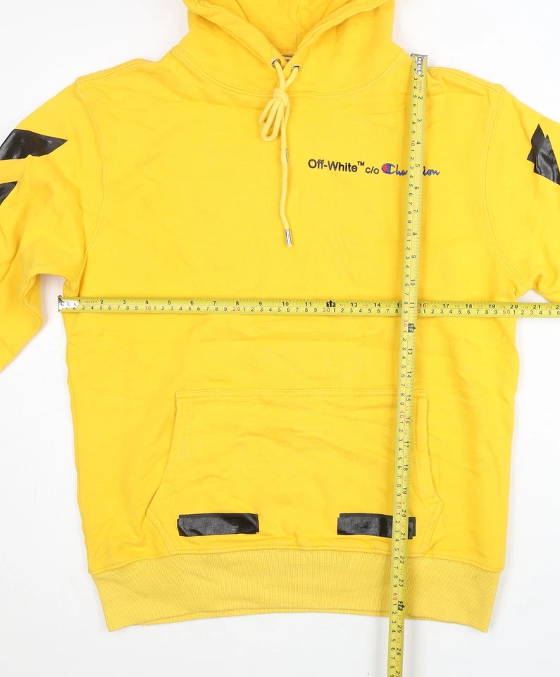 Off-White Virgil Abloh Men’s Yellow Pullover Hoodie M Graphic Logo - Image 2 of 4