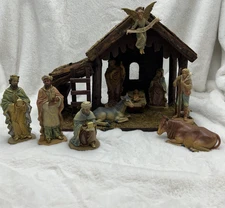 Vtg Nativity Scene DiGiovanni Autom Heirloom 12 Piece Set