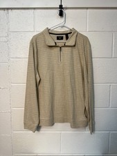 Dockers Men's Quarter Zip Pullover Sweater textured Cotton Size L - Beige