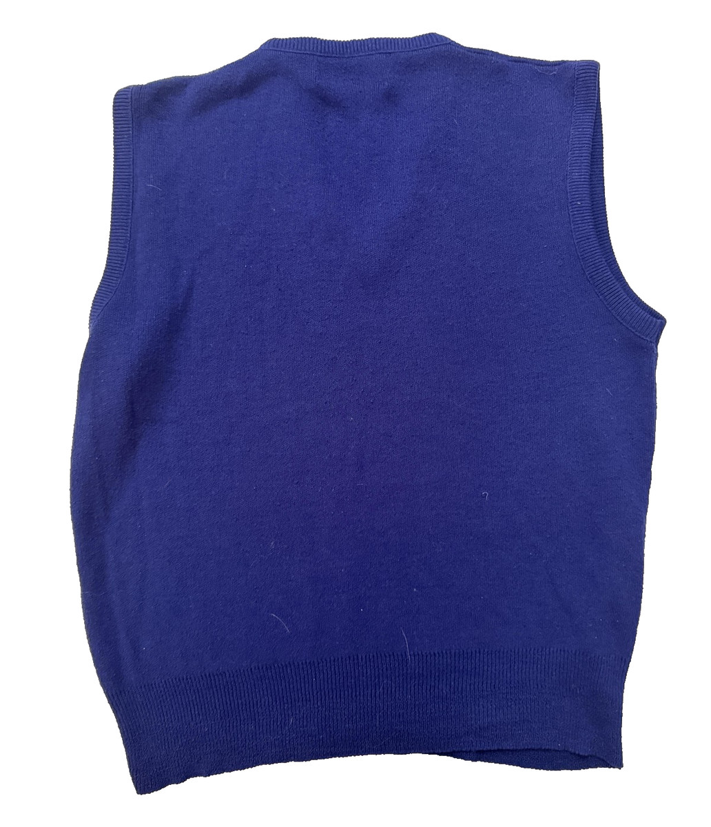 Vintage 70s Puritan Sweater Vest Mens SM Navy Preppy Golf Grandpa Ivy League USA View 3