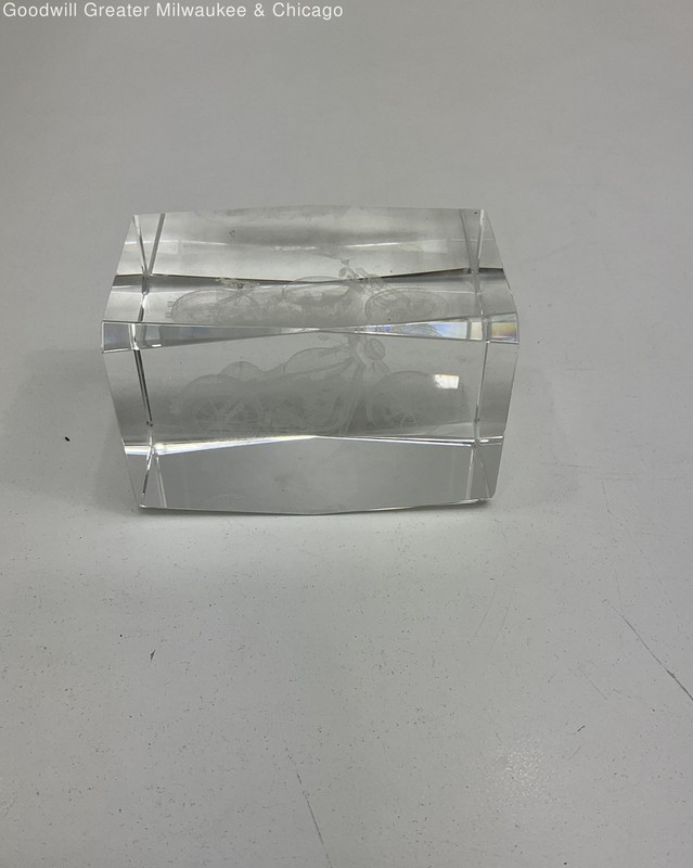 3D Laser-Etched Motorcycle Crystal Paperweight