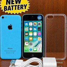 Apple iPhone 5c Unlocked NEW BATTERY - 8 GB / 16 GB / 32GB Original Blue Color