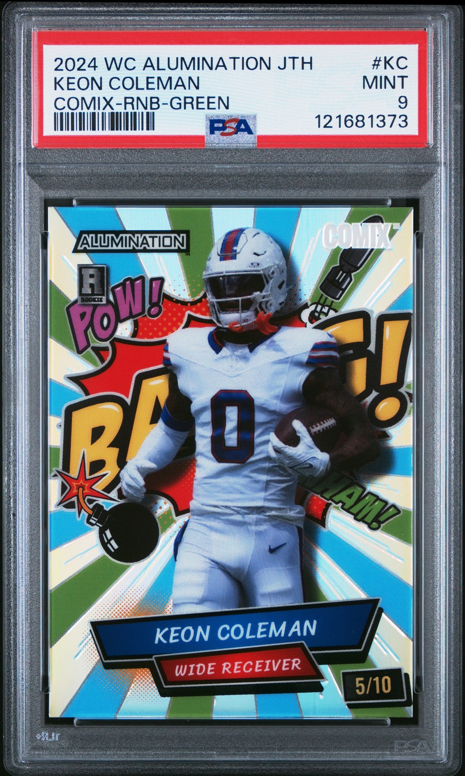 Keon Coleman Wild Card Alumination Just the Hits Comix #KC Rainbow Foil-Green