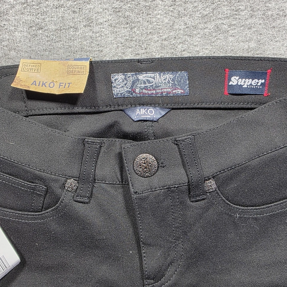 Silver Jeans Aiko Mid Super Skinny Jeans Womens 27x31 Black Stretch Fluid Denim - Image 4 of 4