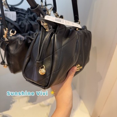 NWT Coach Faye Shoulder Bag With Quilting Gold/Black CCZ54 nappa
