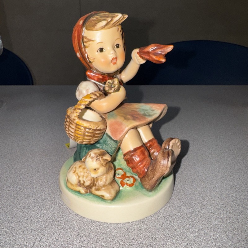 Vtg Hummel #65/73 FAREWELL - Girl Waving w/ Lamb - Tmk6 W. Germany SIGNED