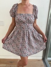 BP Floral Puff Sleeve Smocked Mini Dress Cottagecore Size S