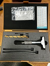 Mitutoyo 129-127 0-4" Depth Micrometer w/ Case 2.5" Base Japan, .001" Adjustment