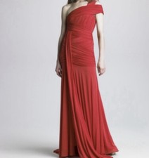 Halston Heritage Red One-Shouldered Draped Bandage Gown S