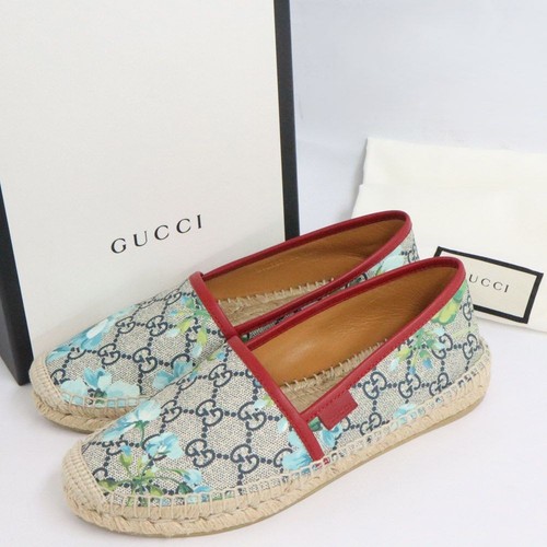 GUCCI GG Logo BLOOMS Espadrilles Slip on Shoes size 36 Blue Boxed
