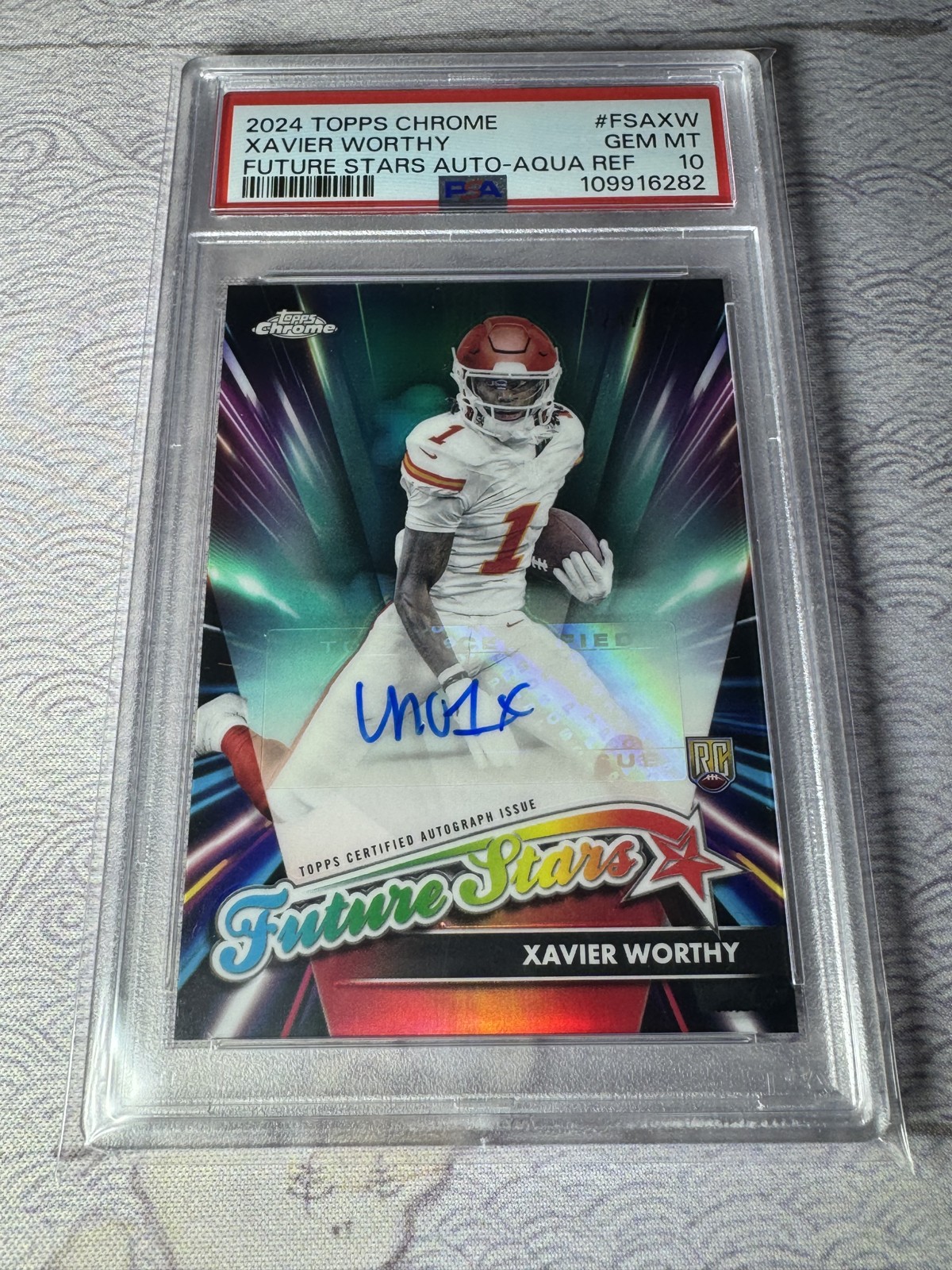 Xavier Worthy Topps Chrome Future Stars Autographs #FSAXW Aqua Refractor