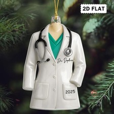 2D FLAT Personalized White Coat Acrylic Ornament, Custom Doctor Coat