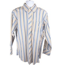 Ted Baker White Blue Orange Mens Striped Dress Shirt 16.5 22/23