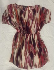 EXPRESS Ladies purple pink ivory short sleeve dress Size Small