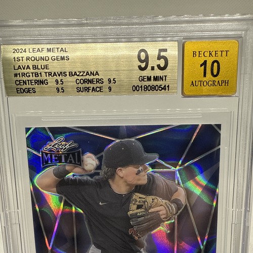 2024 Leaf Metal Baseball Travis Bazzana X RC 1st Blue Lava Auto 8/15 BGS 9.5 Gem - Picture 3 of 15