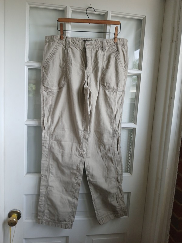 eddie bauer 10 khaki hiking boating outdoor pants adjustable leg gorpcore