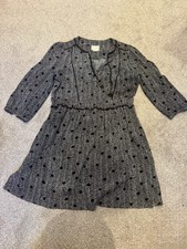 Anthropologie MAEVE Midi Dress Black &White Galen 3/4 Sleeve Sz M