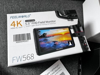 Feelworld FW568 4K 5.5. Zoll Field Monitor HD mit Sonnenblende und Halterung