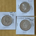 2- 2008-S & 2001 S Key Date Kennedy Half Dollar Proof 90% Silver Real Photos!