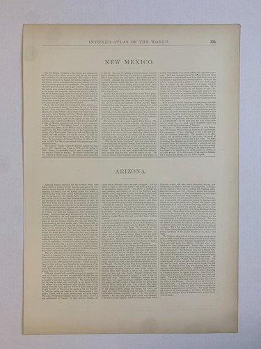 ©1888 Map of ARIZONA from 1893 INDEXED ATLAS OF THE WORLD Rand-McNally - 第 4/6 張圖片