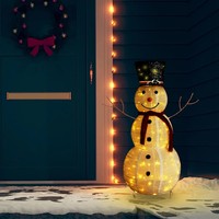 LED Schneemann Weihnachtsfigur Stoff 120 Cm Deko Leuchte Winter