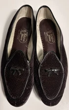 Belgian Shoes Midinette Women's Loafer Size 8.5 W Bow Tie Purple Velvet  Luxury