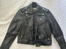 FMC black leather motorcycle jacket women  s xs