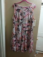 Pink Floral Print Lace Sleeveless Party Cocktail Dress Lane Bryant 18/20 2xl