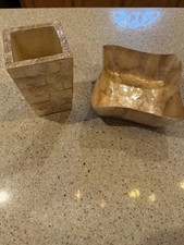 Capiz Shell Toothbrush Holder and Trinket Tray Bath /Office Accessories