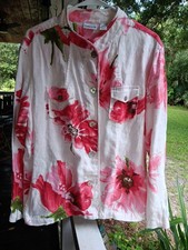 Chico's 100 Linen Jacket Floral Size 3