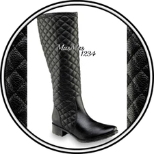 Women's Quilted Riding Boot - Genuine Leather - Size US 7 Beautiful Comfortable