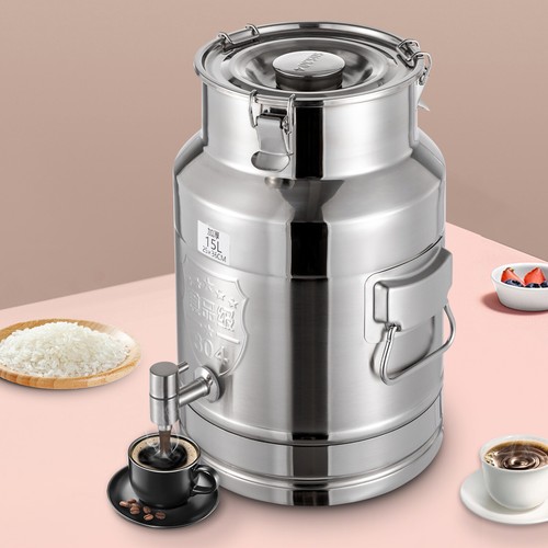 Contenedor de cubo de transporte de barril de bebidas para alimentos lata de leche de acero inoxidable de 15 L - Imagen 16 de 16
