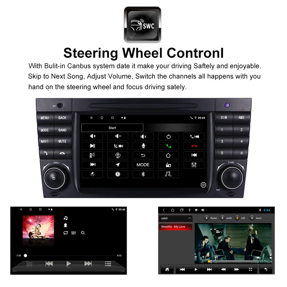 7" Android 13 CarPlay Autoradio 32G GPS Navi Für Mercedes C/CLK Klasse W203 W209 - Bild 4 von 4