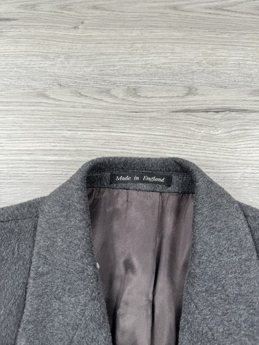 Vintage Hammersley Overcoat Mens 42 Gray Wool Cashmere Long Made In England - Picture 5 of 12