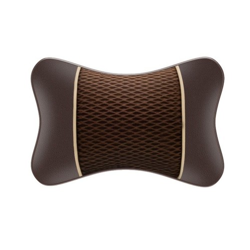 Car Seat Headrest Pad PU Leather Knitted Pillow Head Neck Rest Support Cushion - Bild 17 von 18