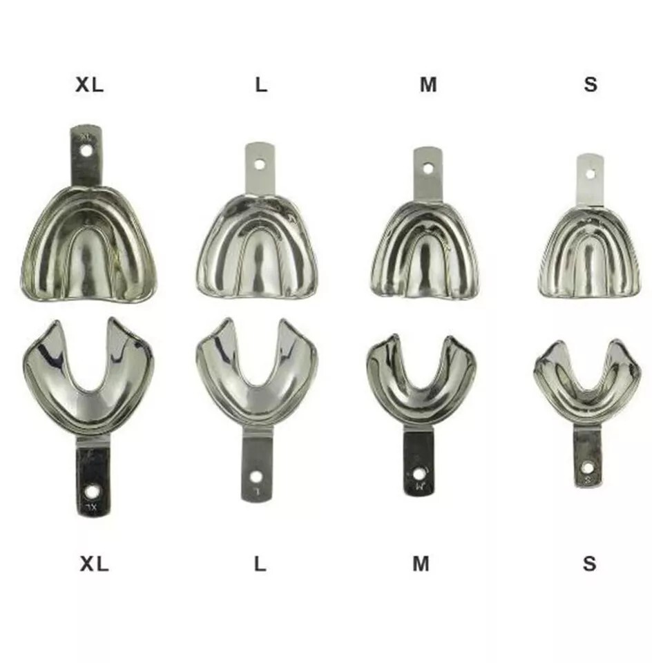 Set Of 10 - Dental Orthodontic Impression Trays Non Perforated Metallic