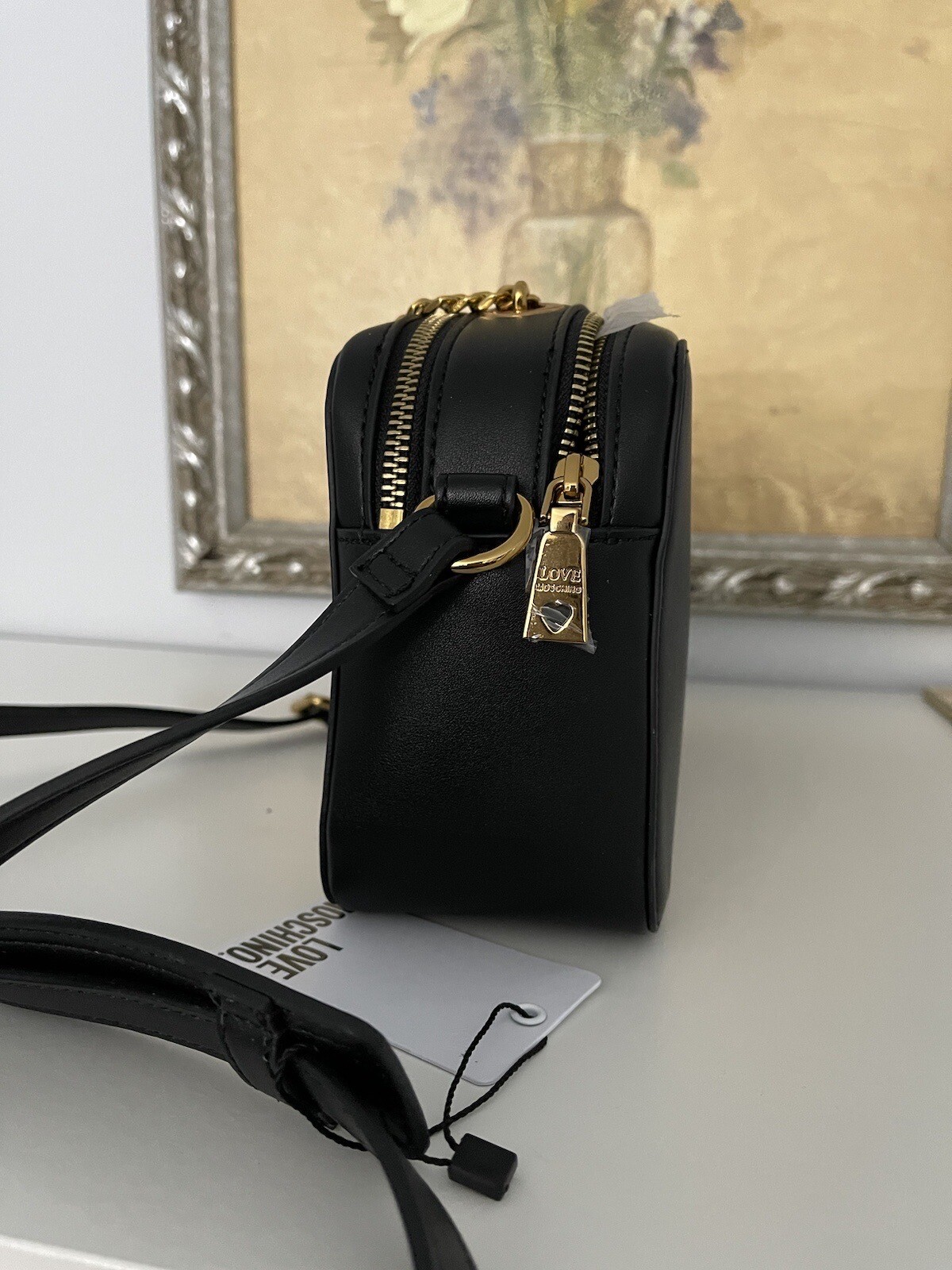 NWT Love Moschino Black Studded Double Zip Borsa Crossbody Bag eBay