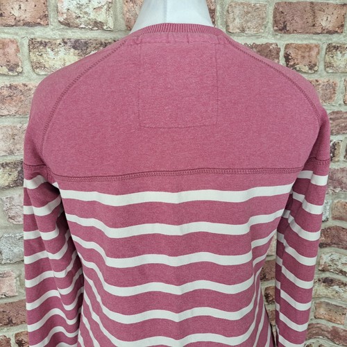 Seasalt Studio Sweatshirt Pink Striped Womens UK 10 Organic Cotton Button Shoul - Picture 10 of 13